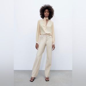 Zara Cream Leather Pants